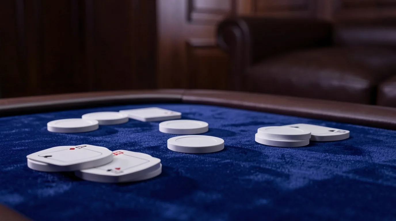 Cards and poker chips in the Golden Rooms Poker Lounge