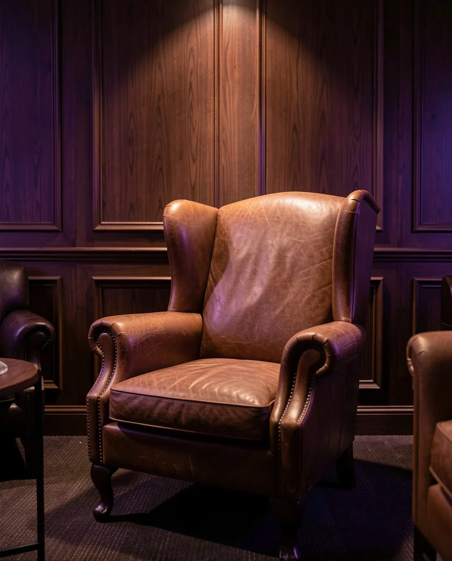 Leather armchair in the lounge