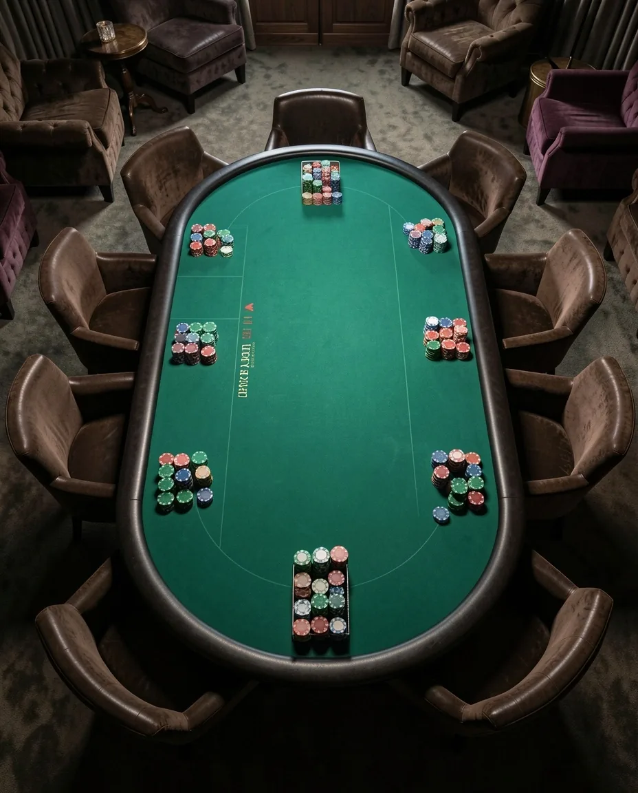Poker table from above